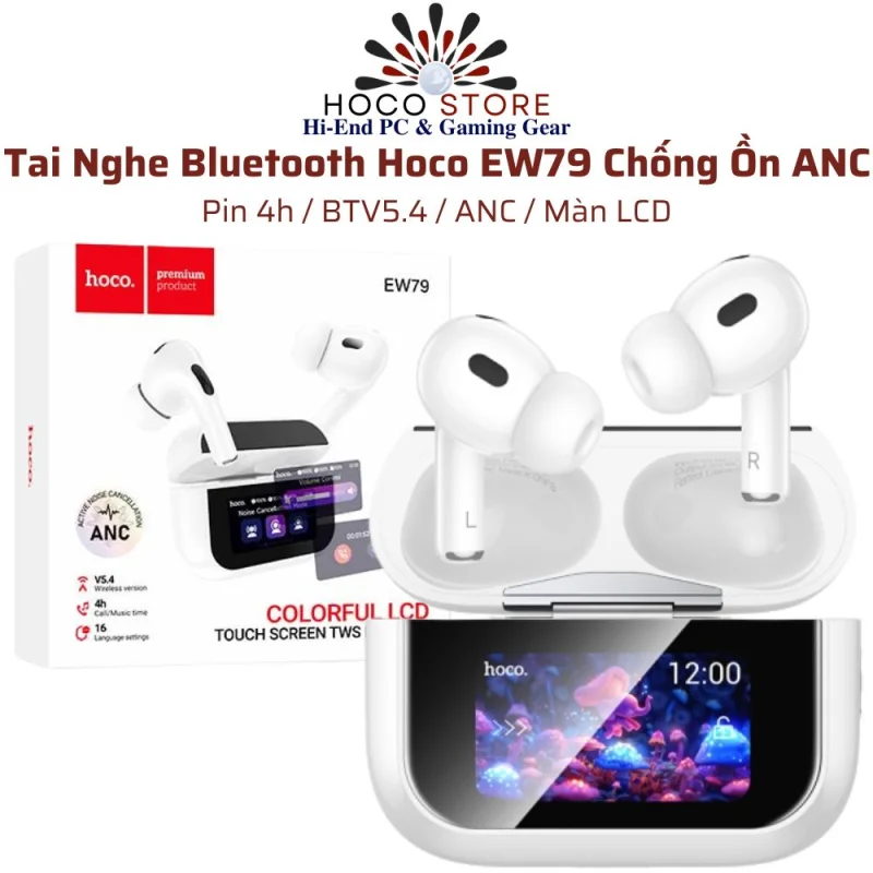 Tai nghe Bluetooth Hoco EW79 chống ồn, màn hình LCD thông minh
