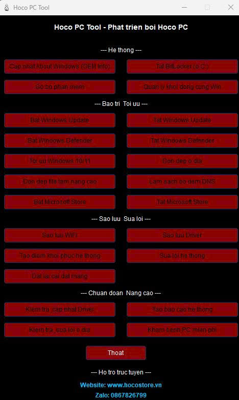 Phần mềm tiện ích hỗ trợ cài đặt windows - office HocoTool V1